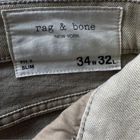 RAG & BONE Men's Fit 2 Slim MidRise Button Fly Denim Jeans in Vernon Tan 34 X 32 - Picture 6 of 7